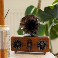 Retro-Mini-Doppel-Grammophon-Lautsprecher – Bluetooth – 2 x 5,4 Watt