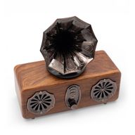 Retro-Mini-Doppel-Grammophon-Lautsprecher – Bluetooth – 2 x 5,4 Watt