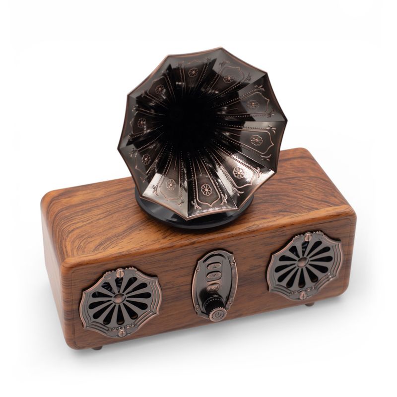 Retro-Mini-Doppel-Grammophon-Lautsprecher – Bluetooth – 2 x 5,4 Watt