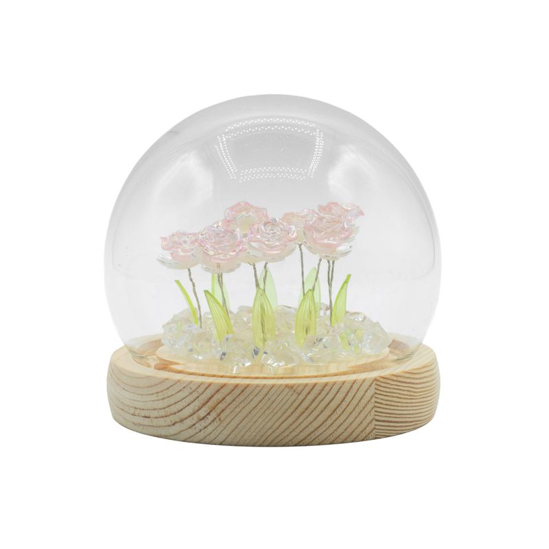 Floral Glow Gartenkuppel – 10 rosa Rosen – LED-USB