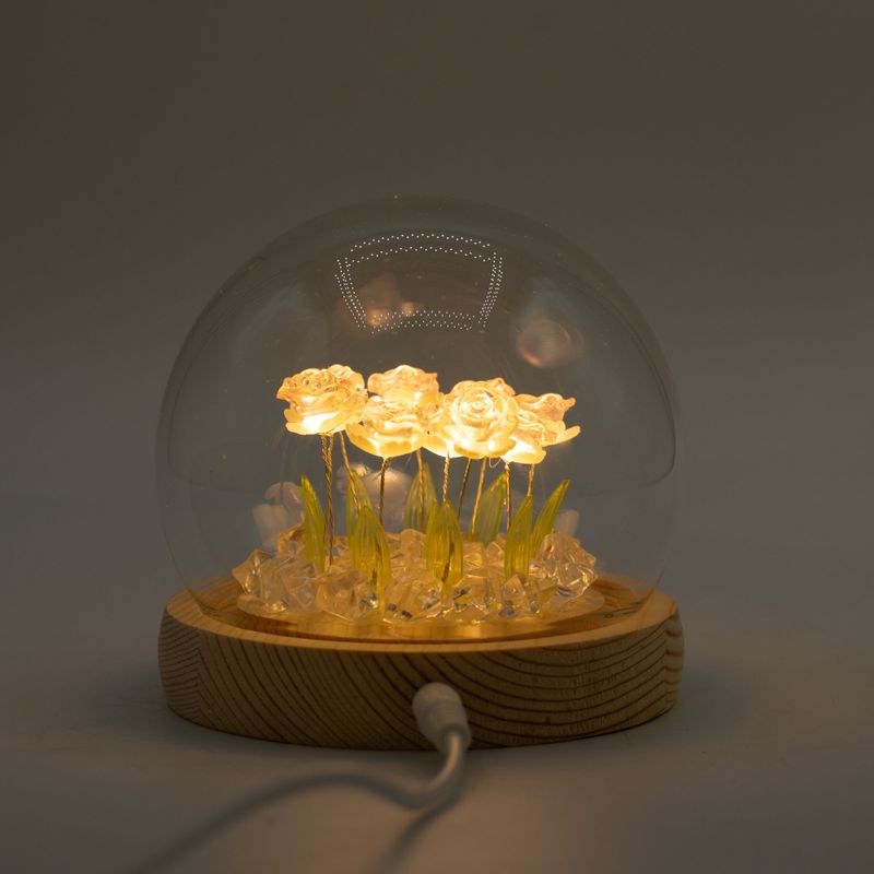 Floral Glow Gartenkuppel – 10 rosa Rosen – LED-USB