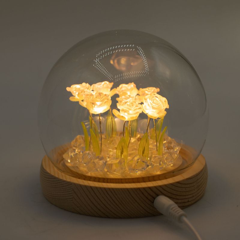 Floral Glow Gartenkuppel – 10 rosa Rosen – LED-USB