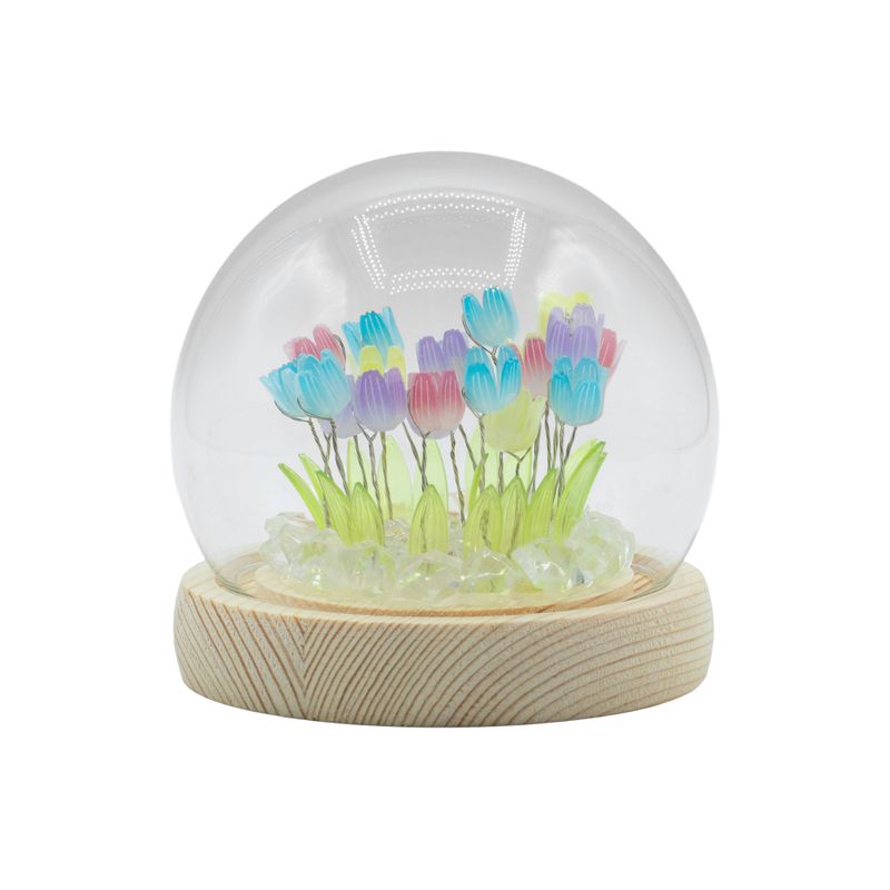 Floral Glow Gartenkuppel – 20 mehrfarbige Tulpen – LED-USB