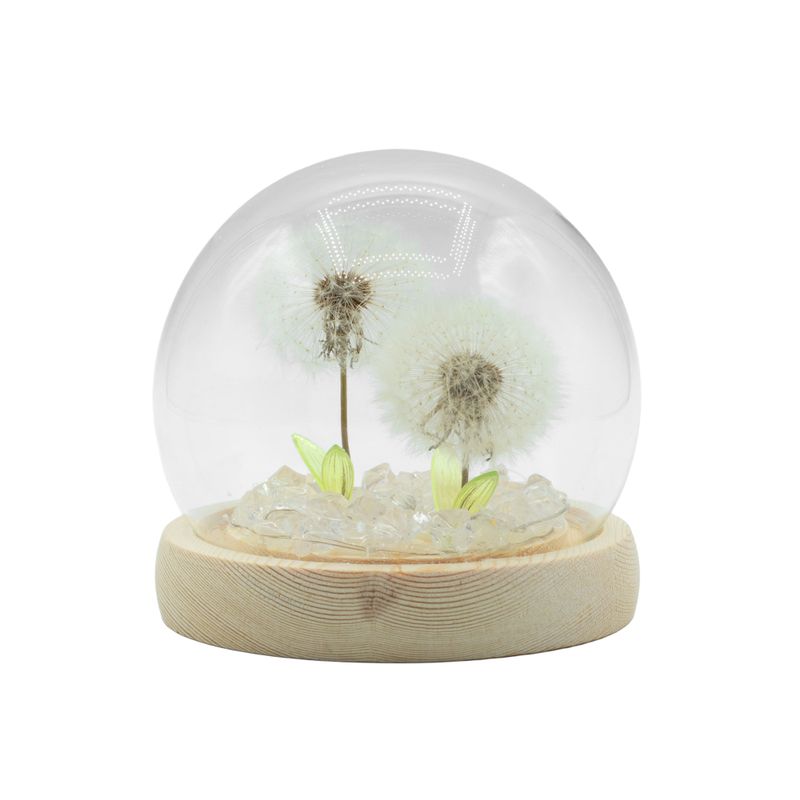 Floral Glow Gartenkuppel – 2 Löwenzahnblüten – LED-USB