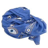 Nomad Sari On the Med Kollektion - Pario- Handgemaltes Evil Eye-Design in sattem Blau und Gold