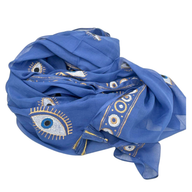 Nomad Sari On the Med Kollektion - Pario- Handgemaltes Evil Eye-Design in sattem Blau und Gold