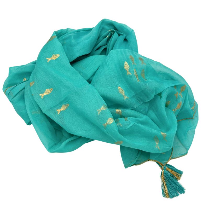 Nomad Sari On the Med Kollektion - Pario - Türkis- und Goldfisch-Design