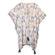 Nomad Sari On the Med Kollektion - Kaftan - Griechisches Motiv in Gold und Blau – handbemalt