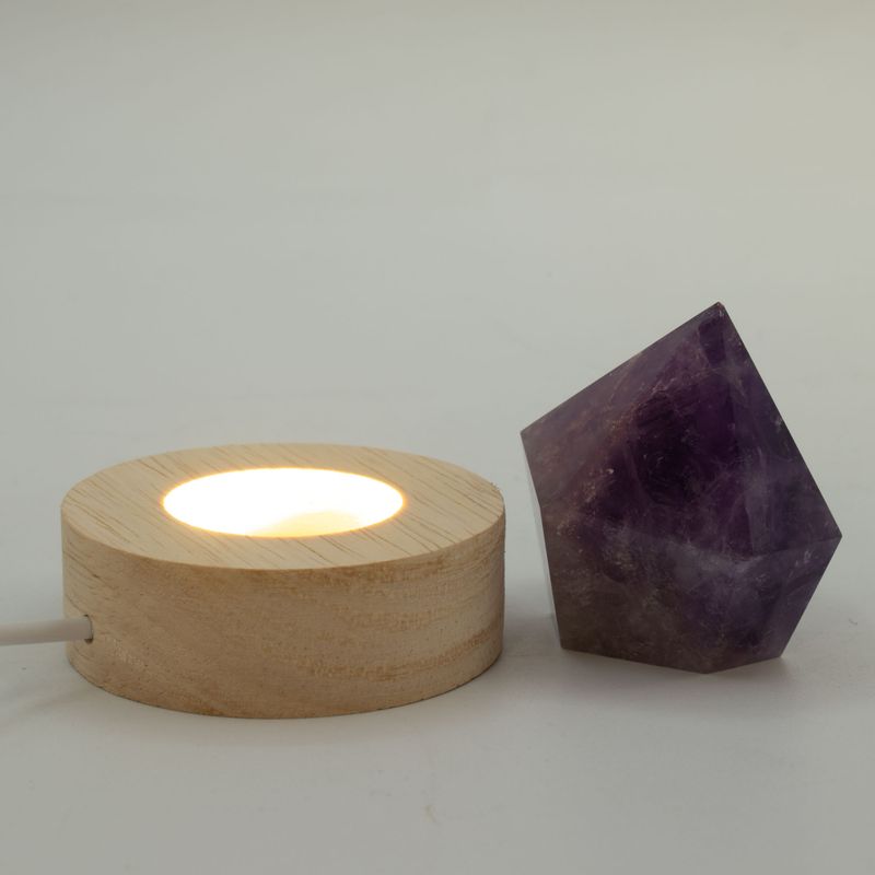 6 cm runder Holz-USB-LED-Ständer - Kühlweiß / Warmweiß / Tageslichtweiß