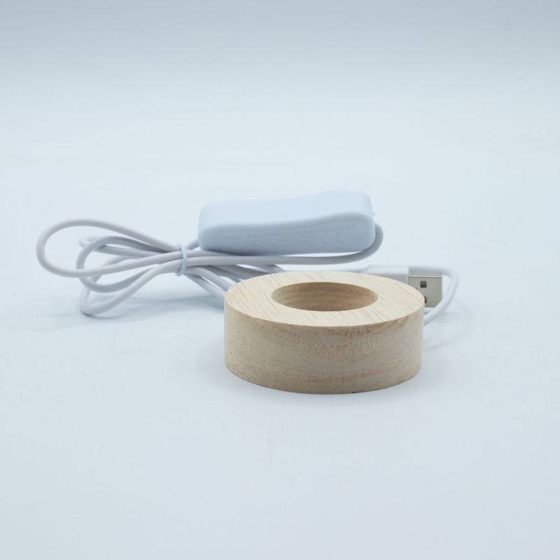 6 cm runder Holz-USB-LED-Ständer - Kühlweiß / Warmweiß / Tageslichtweiß