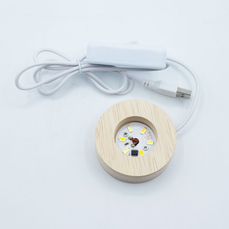 6 cm runder Holz-USB-LED-Ständer - Kühlweiß / Warmweiß / Tageslichtweiß