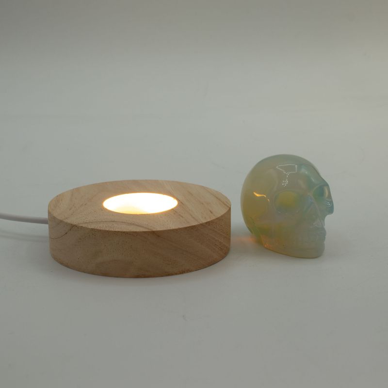 8 cm runder USB-LED-Ständer aus Holz – Kalt-/Warm-/Tageslicht