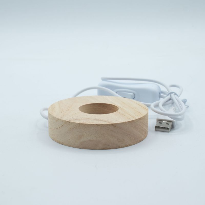 8 cm runder USB-LED-Ständer aus Holz – Kalt-/Warm-/Tageslicht