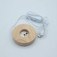8 cm runder USB-LED-Ständer aus Holz – Kalt-/Warm-/Tageslicht