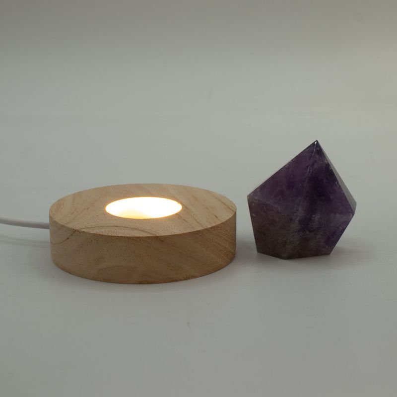 8 cm runder USB-LED-Ständer aus Holz – Kalt-/Warm-/Tageslicht
