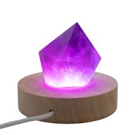 8 cm runder USB-LED-Ständer aus Holz – Mehrfarbig