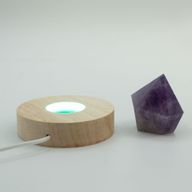 8 cm runder USB-LED-Ständer aus Holz – Mehrfarbig