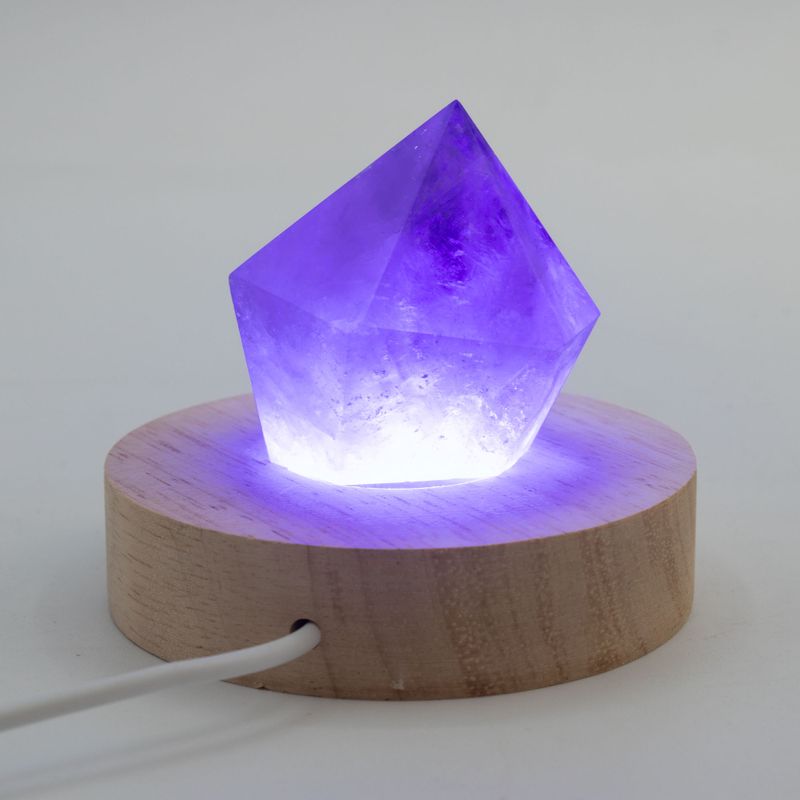 8 cm runder USB-LED-Ständer aus Holz – Mehrfarbig