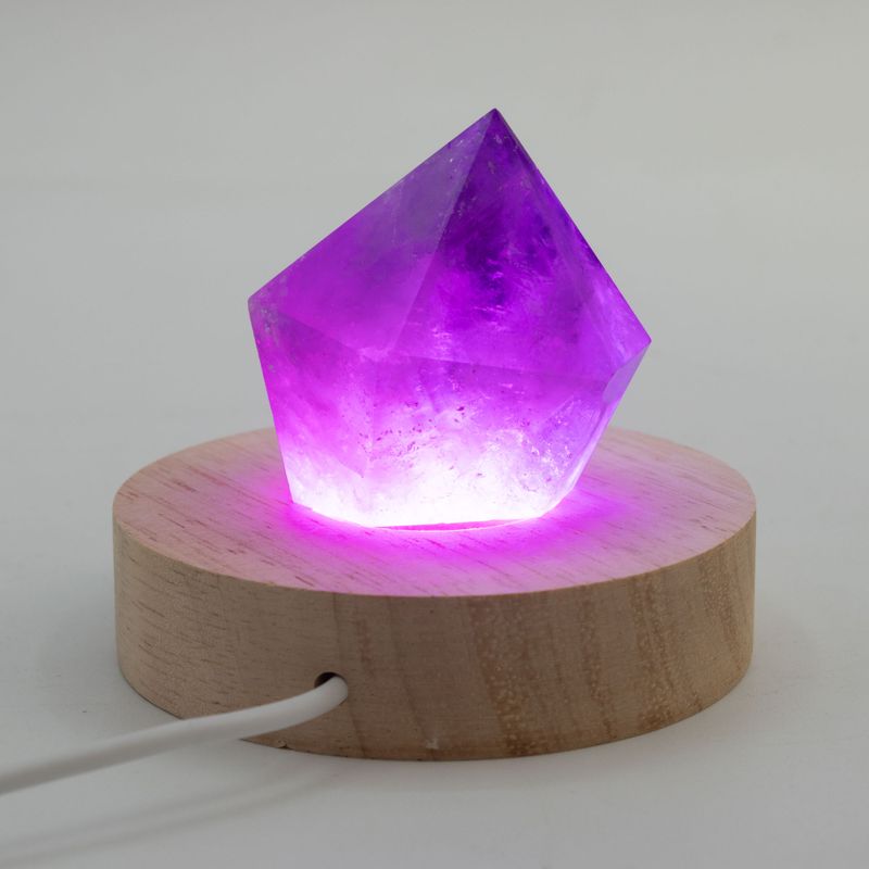 8 cm runder USB-LED-Ständer aus Holz – Mehrfarbig