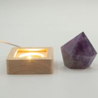 6 cm quadratischer USB-LED-Ständer aus Holz – Kalt-/Warm-/Tageslicht