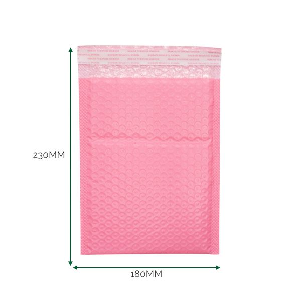 Rosa Poly-Luftpolsterumschlag (180x230+40mm)