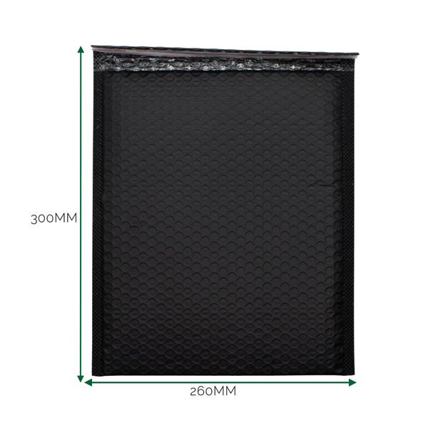 Schwarzer Poly-Luftpolsterumschlag (260x300+40mm)