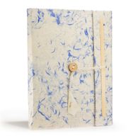 Großes Lokta-Notizbuch aus gemischter blauer Baumwolle (21 x 15 cm) – 45 Blätter – inkl. Lesezeichen