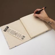 Großes Lokta-Notizbuch aus gemischter blauer Baumwolle (21 x 15 cm) – 45 Blätter – inkl. Lesezeichen