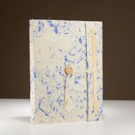 Großes Lokta-Notizbuch aus gemischter blauer Baumwolle (21 x 15 cm) – 45 Blätter – inkl. Lesezeichen
