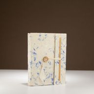 Notizbuch aus gemischter blauer Baumwolle mit Lokta-Muster, groß (15 x 12 cm), 45 Blätter