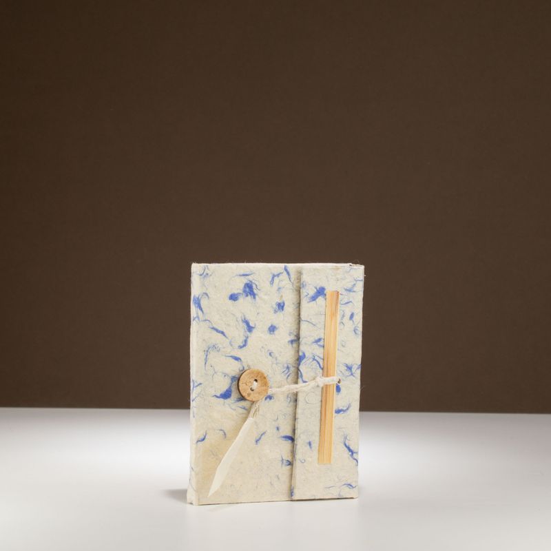 Mini-Notizbuch aus Lokta-Baumwolle, gemischt, blau, groß (12 x 8 cm), 40 Blätter