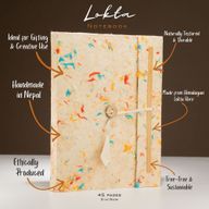 Großes Lokta-Notizbuch aus Baumwolle in verschiedenen Farben (21 x 15 cm) – 45 Blätter – inkl. Lesezeichen