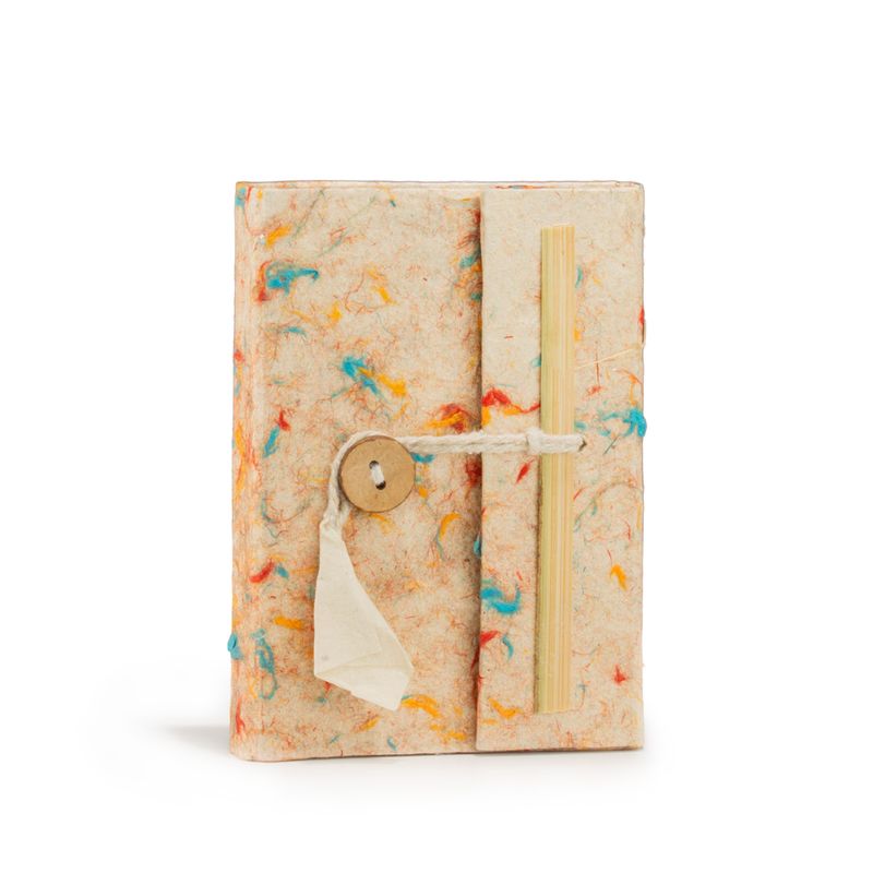 Mini-Notizbuch aus Baumwolle in Lokta-Mischfarben, groß (12 x 8 cm), 40 Blätter
