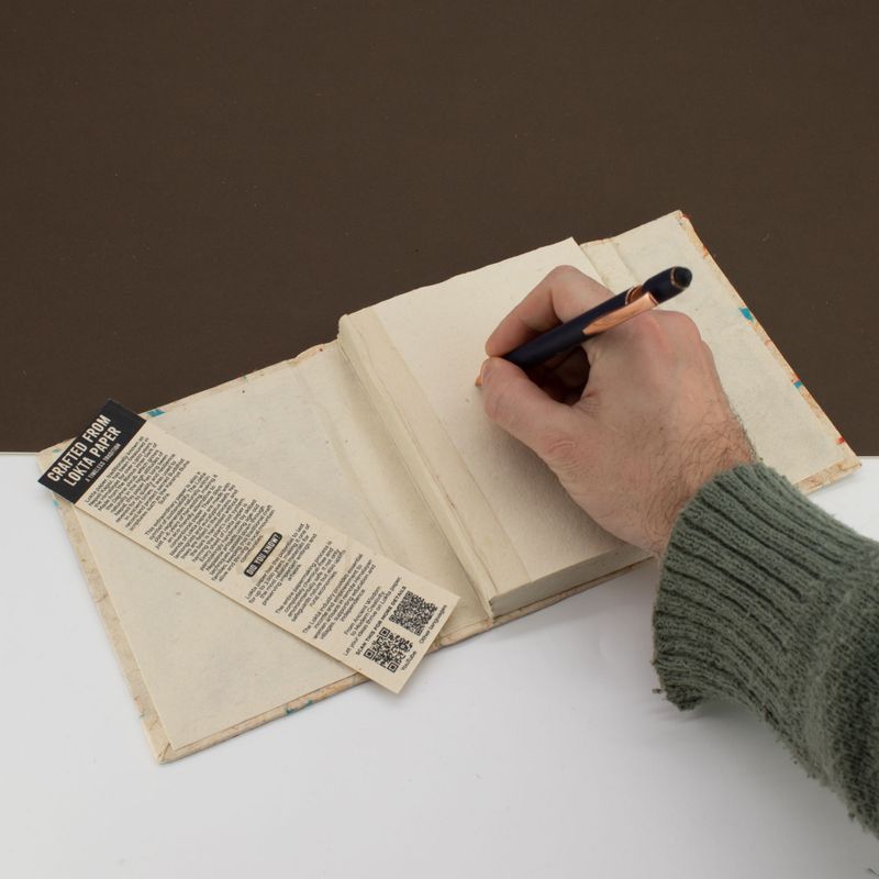 Mini-Notizbuch aus Baumwolle in Lokta-Mischfarben, groß (12 x 8 cm), 40 Blätter