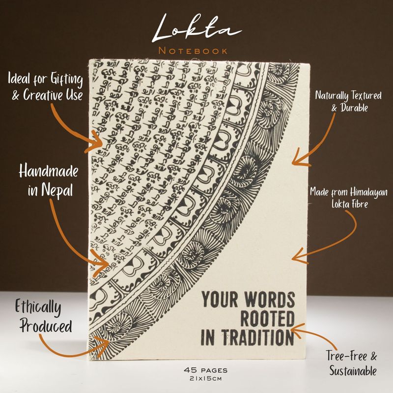 Großes Lokta Inspiration Notizbuch (21x15cm) - 45 Blätter - Deine Worte - inkl. Lesezeichen