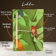 Großes Lokta Notizbuch „Bold Floral“ (21 x 15 cm) – 45 Blatt – inkl. Lesezeichen – Moosgrün