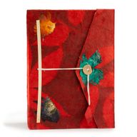 Großes Lokta Bold Floral Notizbuch (21 x 15 cm) – 45 Blatt – inkl. Lesezeichen – Rubinrot