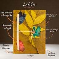 Großes Lokta Bold Floral Notizbuch (21 x 15 cm) – 45 Blatt – inkl. Lesezeichen – Olivgrün