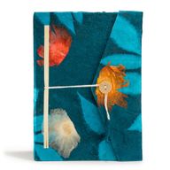 Großes Lokta Notizbuch mit floralem Muster (21 x 15 cm) – 45 Blatt – inkl. Lesezeichen – Mitternachtsblau