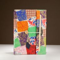 Großes Lokta Patchwork-Notizbuch (21 x 15 cm) – 45 Blatt – inkl. Lesezeichen – Mehrfarbig