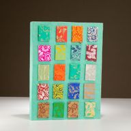 Großes Lokta Mini Tiles Notizbuch (21 x 15 cm) – 45 Blatt – inkl. Lesezeichen – Türkis