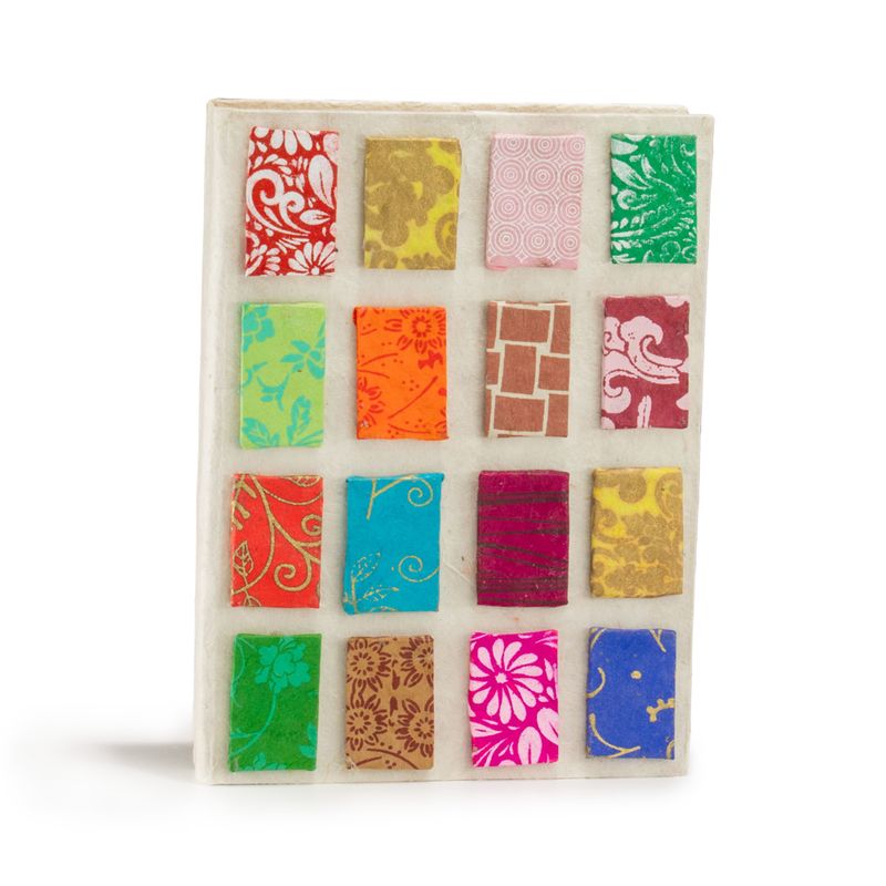 Mittelgroßes Lokta Mini Tiles Notizbuch (15 x 12 cm) – 45 Blatt – Natur