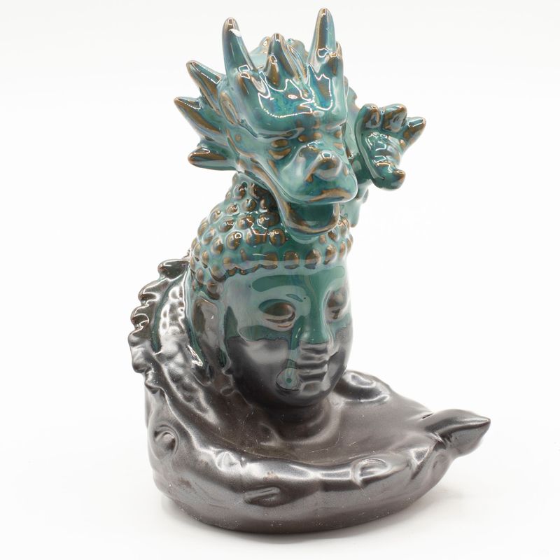 Rückfluss-Räuchergefäß – Drache über Buddha