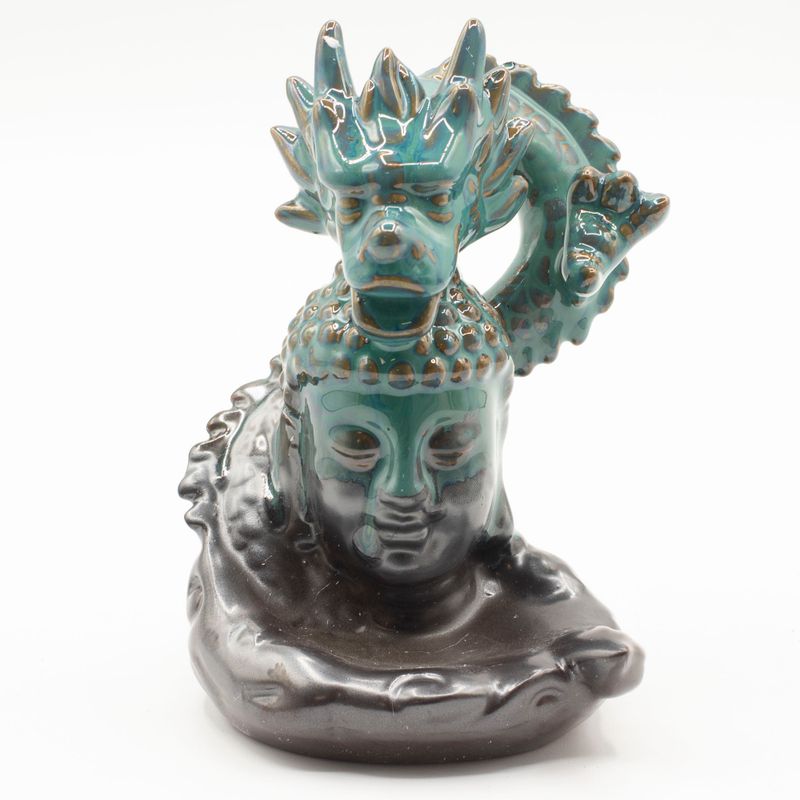 Rückfluss-Räuchergefäß – Drache über Buddha