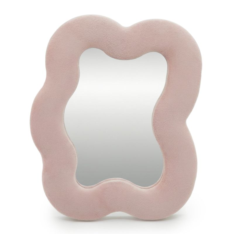 Weiche, geschwungene Spiegel – Quadratischer Kieselstein – Rosarot (25) – 22,5 x 27 x 2,3 cm
