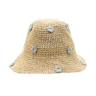 Nomad Sari Floppy Strohhut Sonnenhut - Beige & Blaue Blumen