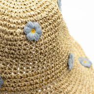 Nomad Sari Floppy Strohhut Sonnenhut - Beige & Blaue Blumen