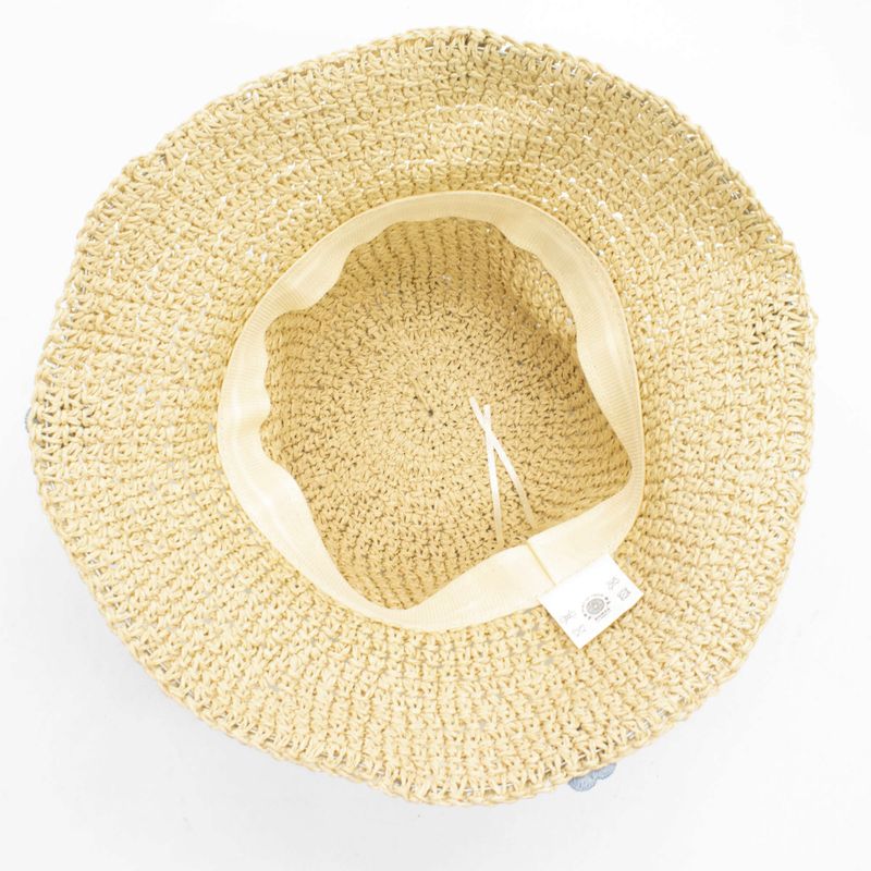 Nomad Sari Floppy Strohhut Sonnenhut - Beige & Blaue Blumen