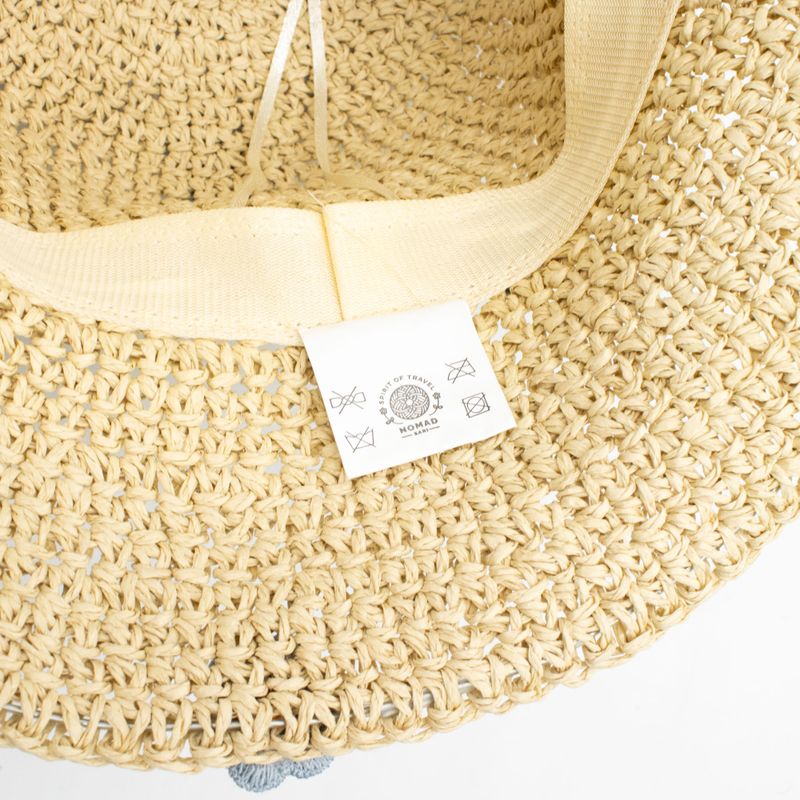 Nomad Sari Floppy Strohhut Sonnenhut - Beige & Blaue Blumen