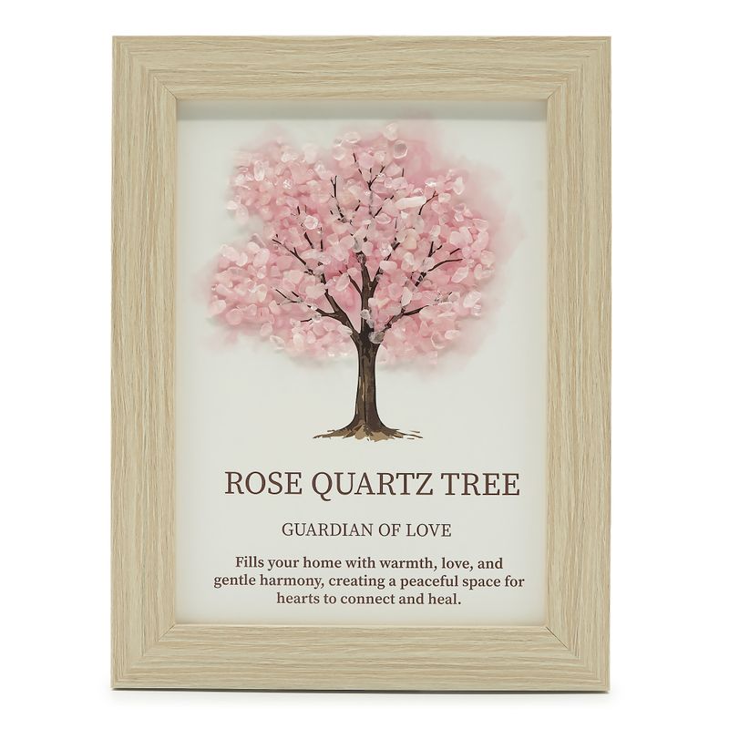 Edelsteinbild - Baum des Lebens - Rosenquarz (20x14,7x1 cm)